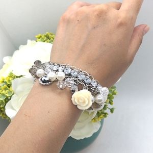 White Stretchy Charm Bracelet